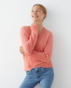 Женский свитер с V-образным вырезом Southern Cotton, коралловый