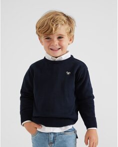 Однотонный детский свитер с круглым вырезом Silbon, темно-синий