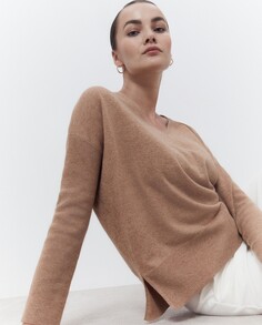 Женский свитер с V-образным вырезом El Corte Inglés, коричневый