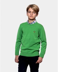 Однотонный свитер для мальчика с круглым вырезом Spagnolo, зеленый
