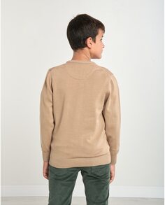 Однотонный свитер для мальчика с круглым вырезом Spagnolo, светло-коричневый