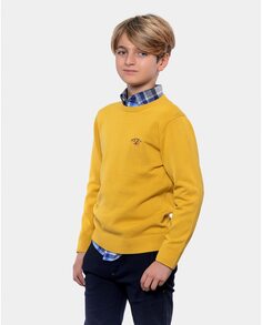 Однотонный свитер для мальчика с круглым вырезом Spagnolo, желтый