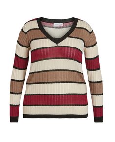Женский свитер больших размеров в полоску с люрексом Evoked, мультиколор