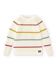 Полосатый свитер для мальчика с круглым вырезом Pili Carrera, бежевый
