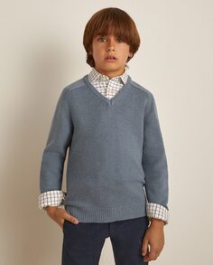 Базовый свитер для мальчика с V-образным вырезом Coconut El Corte Inglés, синий