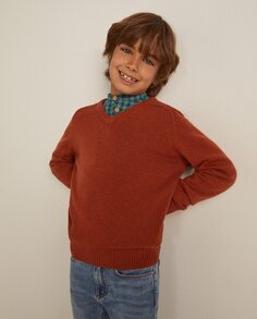 Базовый свитер для мальчика с V-образным вырезом Coconut El Corte Inglés, оранжевый