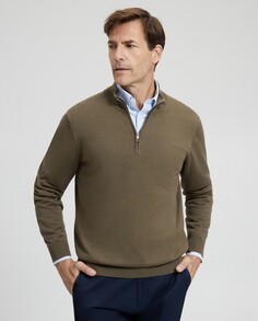 Мужской свитер с высоким воротником на молнии на половину молнии Emidio Tucci, серый