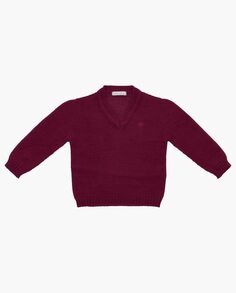 Вязаный свитер для мальчика с V-образным вырезом бордового цвета Martín Aranda, бордо