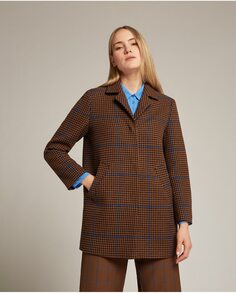 Женское тканевое пальто с принтом и кнопками Elena Mirò, коричневый