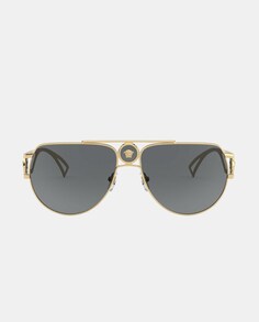 Золотистые металлические солнцезащитные очки-авиаторы с двойной перемычкой Versace, золотой
