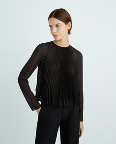 Женская плиссированная блузка с длинными рукавами Emporio Armani, черный