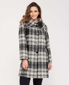 Женское тканевое пальто с большим воротником и разрезами по бокам Fsh, мультиколор