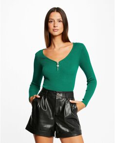 Женский свитер в рубчик с длинными рукавами Morgan, зеленый