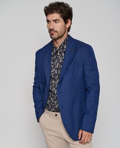 Мужской пиджак классического кроя структурированного трикотажа Roberto Verino, темно-синий