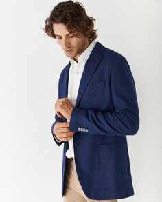 Мужской пиджак в структурированной темно -синей ткани Roberto Verino, темно-синий