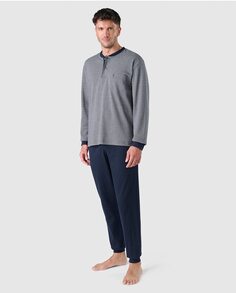 Мужская длинная зимняя пижама серого цвета премиум-класса El Búho Nocturno, серый