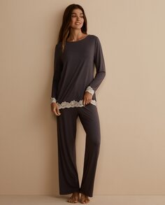 Женская пижама с кружевным подолом Énfasis, темно-серый