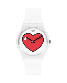 Часы Love O&apos;Clock с белым силиконовым ремешком Swatch, белый