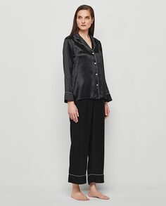 Женская пижама из 100% шелка с однотонным принтом Mirto, черный