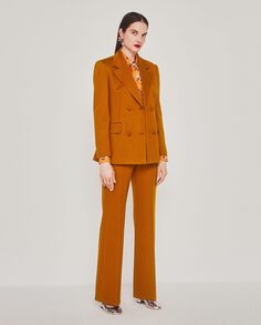 Женские прямые брюки со потайной застежкой и цветочным принтом Mirto, коричневый