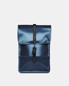 Водостойкий мини-рюкзак среднего размера матового синего цвета Rains, синий