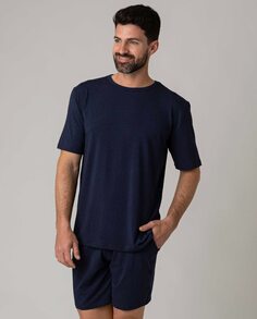Короткая мужская пижама из модала ярко-синего цвета ZD, темно-синий