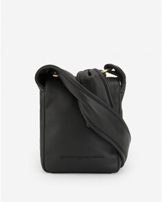 Женская мини-сумка через плечо из фактуры черной наппы Adolfo Dominguez, черный