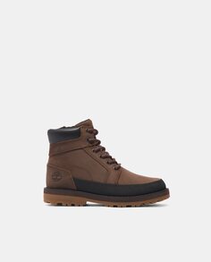 Кожаные ботинки для мальчика Courma Kid на шнуровке Timberland, темно коричневый