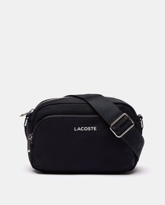 Маленькая черная сумка через плечо с передним карманом Lacoste, черный