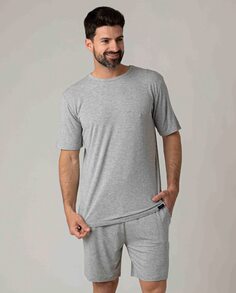 Короткая мужская пижама из модала насыщенного серого цвета ZD, светло-серый