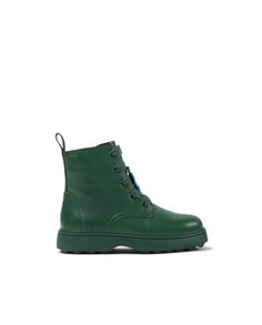 Зеленые кожаные ботинки на шнуровке для девочки Camper, зеленый