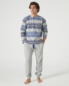 Мужская трикотажная пижама с длинными брюками Kiff-Kiff, серый