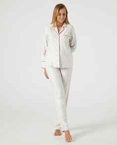 Женская пижама с длинными рукавами, длинными брюками, рубашечный воротник Kiff-Kiff, мультиколор