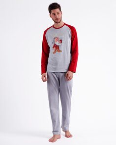 Длинная бордовая мужская трикотажная пижама Disney, бордо