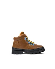 Детские кожаные ботинки на шнурках коричневого цвета Camper, коричневый