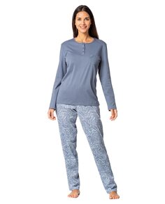 Женская пижама, однотонная футболка, кожаные брюки с принтом Egatex, синий
