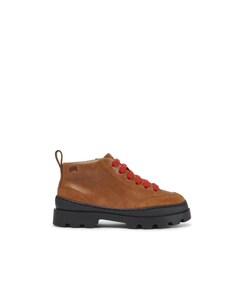 Коричневые кожаные ботинки для мальчика со шнурками контрастного цвета Camper, коричневый