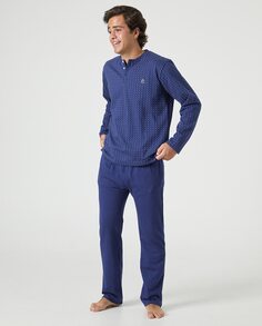 Мужская трикотажная пижама с длинными брюками Kiff-Kiff, темно-синий