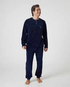 Мужская велюровая пижама с длинными брюками Kiff-Kiff, темно-синий