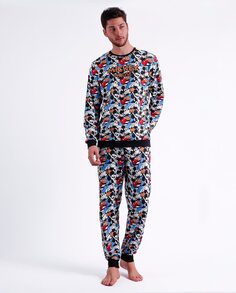 Мужская длинная разноцветная трикотажная пижама Disney, мультиколор