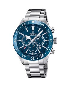 F20575/2 Мужские керамические часы из стали с синим циферблатом Festina, серебро