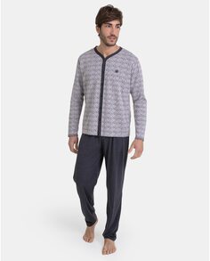 Мужская длинная пижама открытой вязки светло-серого цвета Massana, серый