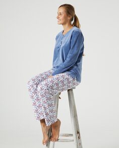 Женская пижама с длинным рукавом и длинными брюками, V-образный вырез Kiff-Kiff, мультиколор