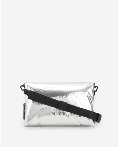 Женская сумка через плечо с карманом и магнитной застежкой серебристого цвета Adolfo Dominguez, серебро