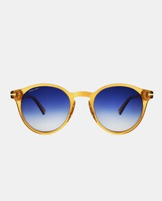Круглые полупрозрачные солнцезащитные очки из ацетата золотистого цвета с поляризованными линзами Polar, золотой