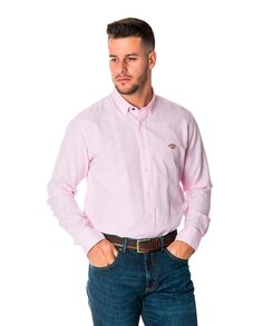 Мужская оксфордская рубашка в обычную полоску розового цвета Bandera Collection Spagnolo, розовый
