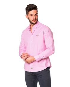 Розовая мужская рубашка из поплина в мелкую клетку Bandera Collection Spagnolo, розовый