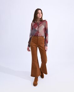 Женские брюки-клеш из вельветовой ткани Molly Bracken, коричневый