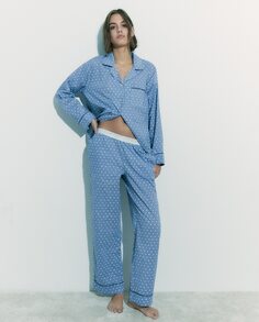 Длинные женские пижамы с принтом Brownie, синий