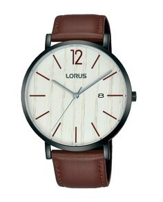 Классические мужские часы RH999MX9 из кожи и коричневого ремешка Lorus, коричневый